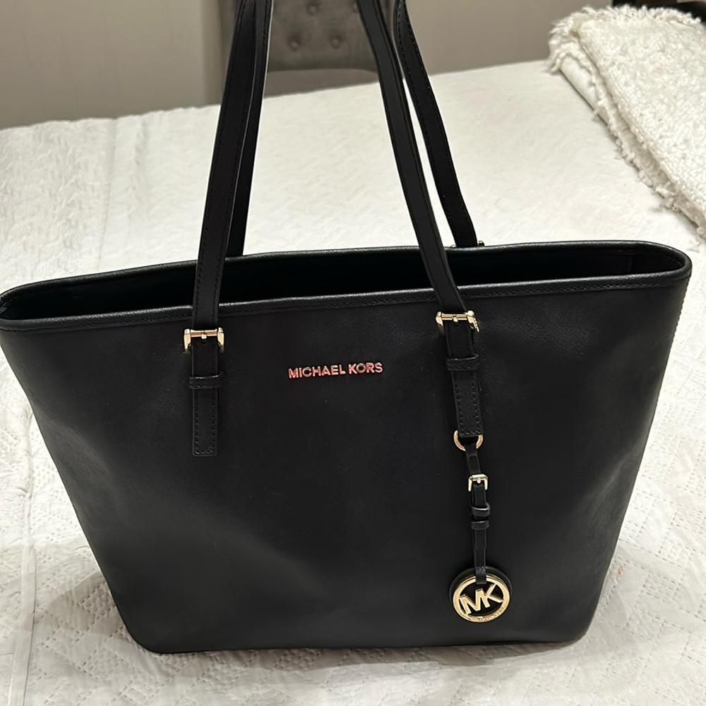 Michael Kors black tote bag
